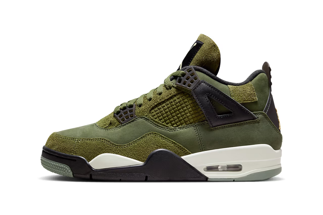 Explore the authorized pictures of the Air Jordan 4 Craft "Medium Olive.”