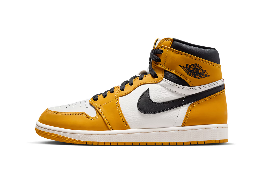 Official pictures showcasing the Air Jordan 1 High OG "Yellow Ochre."