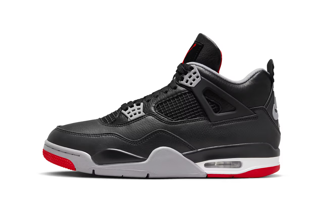 Official visuals of the reimagined Air Jordan 4 "Bred."