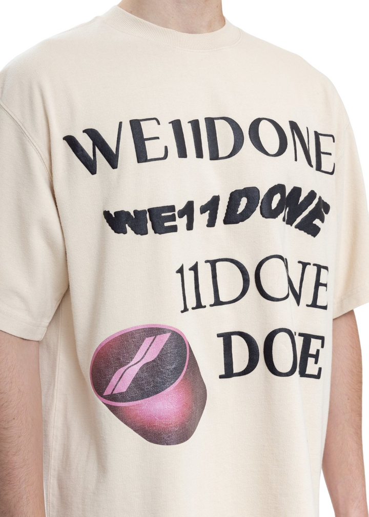 We11done Washed Logo T-Shirt Ivory | Hype Vault Kuala Lumpur