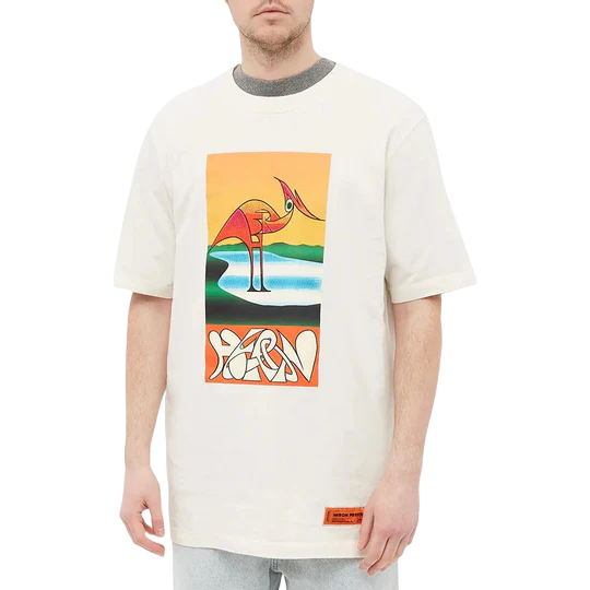 Heron Preston Heron Abstract Oversized T-Shirt White Orange | Hype Vault Kuala Lumpur