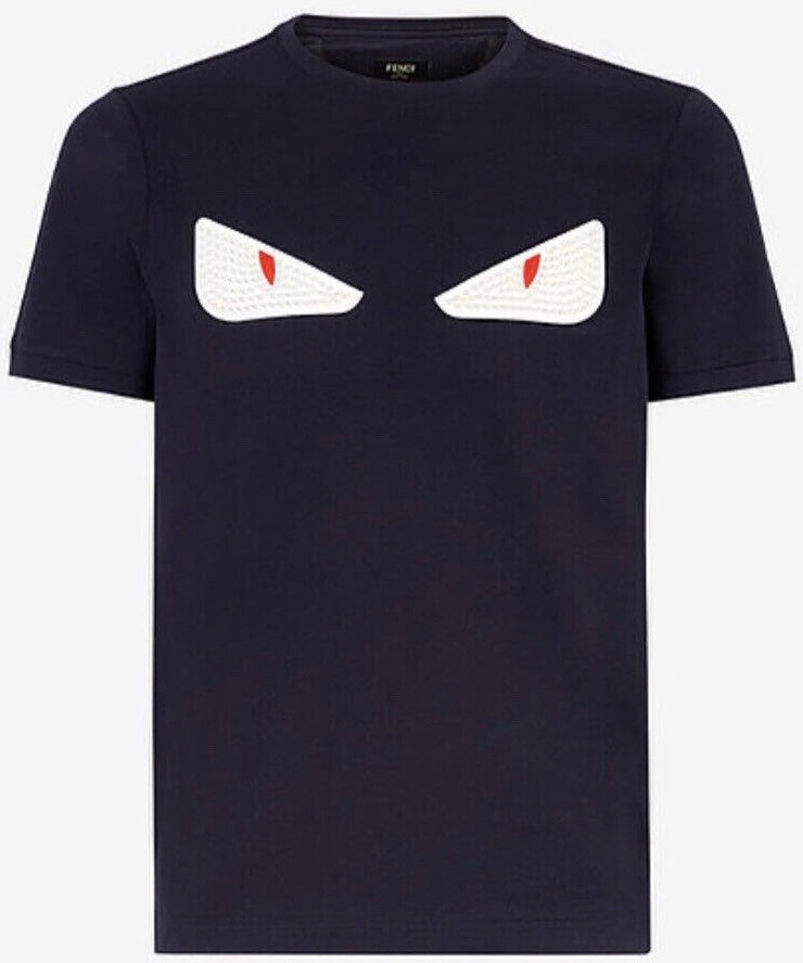 Fendi Eyes Borchie Contrasto Night Blue T Shirt