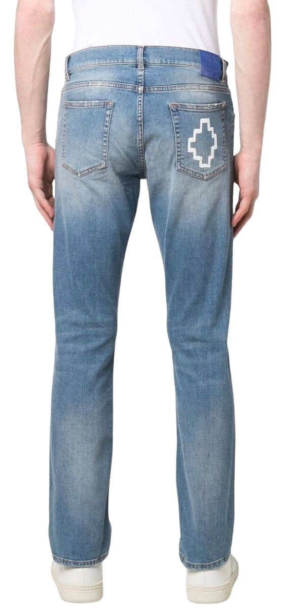 Marcelo Burlon Tempera Cross Stone Slim Denim Blue White | Hype Vault Kuala Lumpur