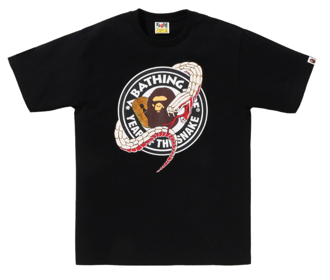 A BATHING APE Men Short Sleeve T-Shirt Black ‘Year of the Snake Tee’ | Hype Vault