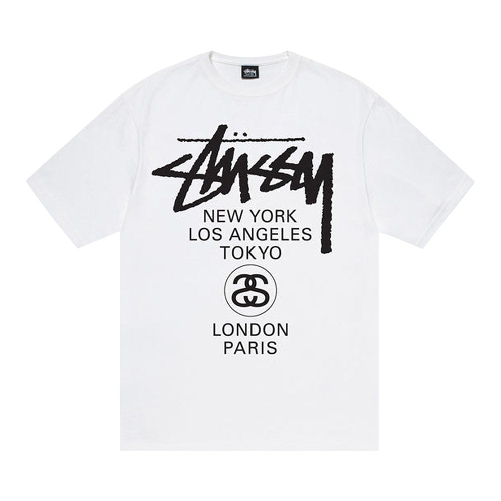 Stussy World Tour Tee White | Hype Vault Kuala Lumpur | Asia's Top Trusted High-End Sneakers and Streetwear Store | Guaranteed 100% authentic