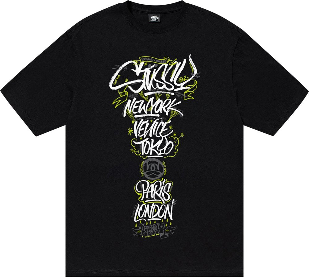 Stussy x Born X Raised Handstyles Tee Black | Hype Vault Kuala Lumpur | Asia's Top Trusted High-End Sneakers and Streetwear Store | Guaranteed 100% authentic