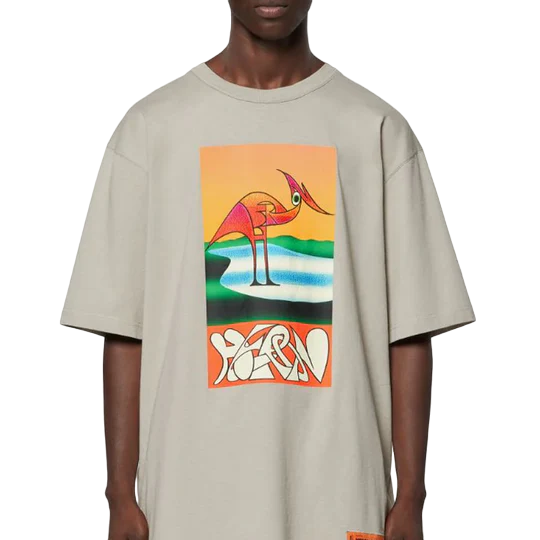 Heron Preston Heron Abstract Oversized T-Shirt Grey Orange | Hype Vault Kuala Lumpur