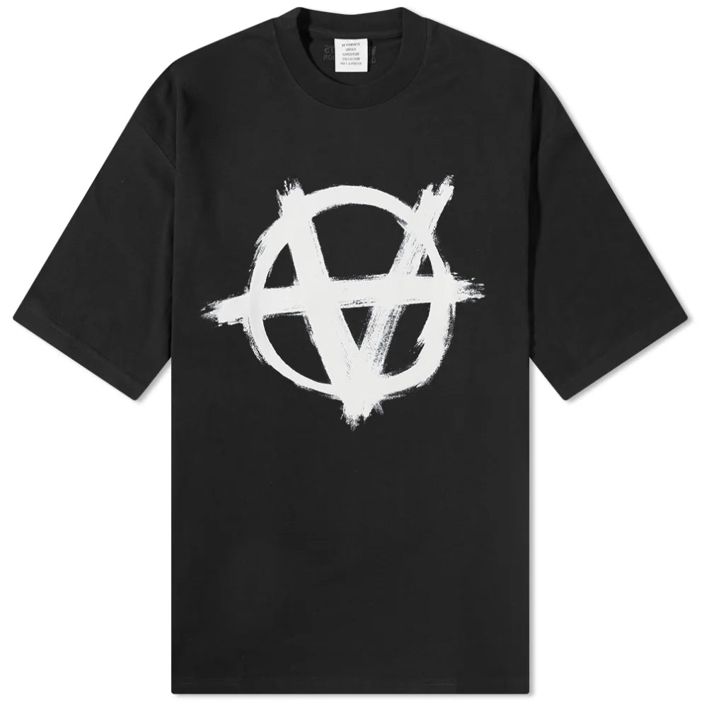 Vetements Double Anarchy Logo T Shirt Black White