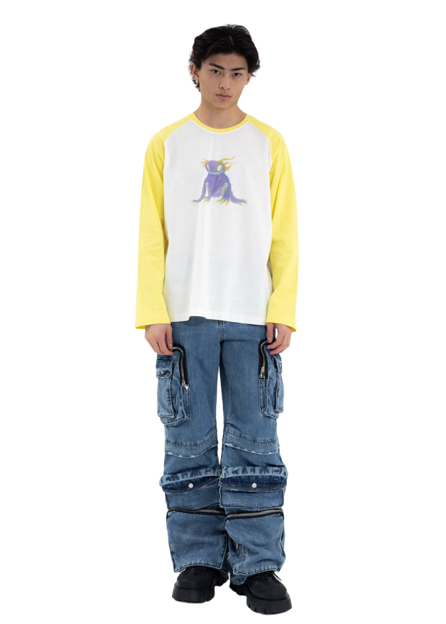 We11done Yellow Monster Long Sleeve Raglan T-Shirt | Hype Vault Kuala Lumpur
