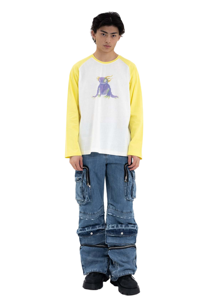 We11done Yellow Monster Long Sleeve Raglan T-Shirt | Hype Vault Kuala Lumpur