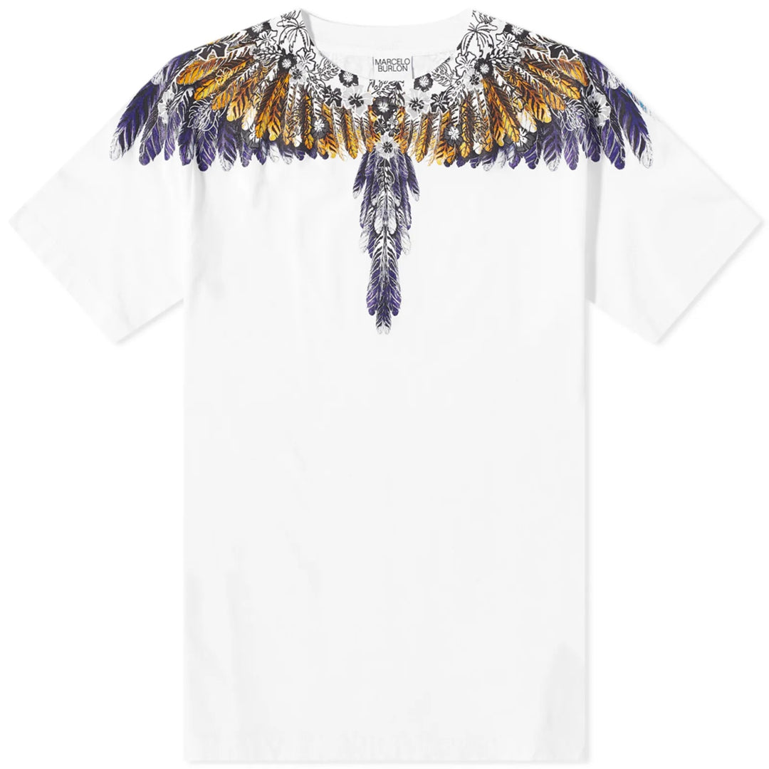 Marcelo Burlon Hawaiian Wings Regular T-Shirt White Yellow | Hype Vault Kuala Lumpur
