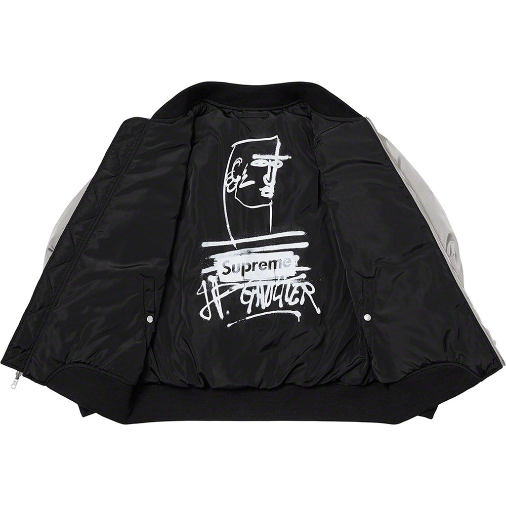 Supreme Jean Paul Gaultier Reversible Backpack MA-1 Jacket Silver | Hype Vault Kuala Lumpur | Asia's Top Trusted High-End Sneakers and Streetwear Store