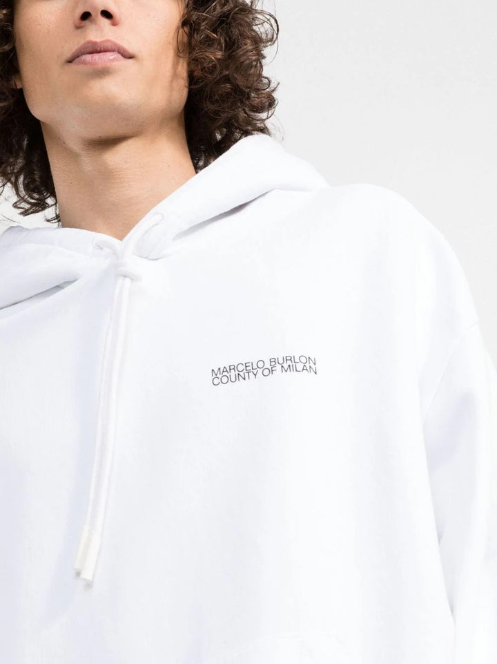 Marcelo Burlon Tempera Cross Over Hoodie White Black