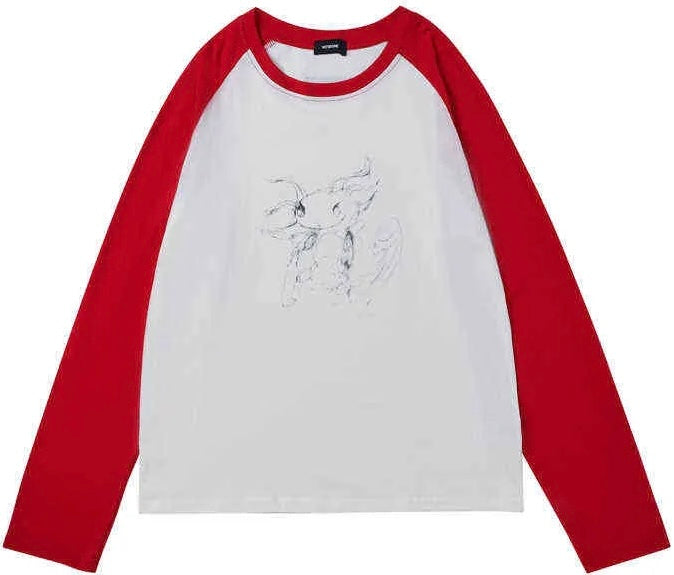We11done Red Monster Long Sleeve Raglan T-Shirt | Hype Vault Kuala Lumpur