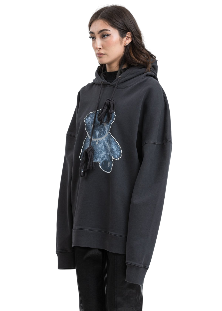 We11done Pearl Necklace Teddy Hoodie Charcoal | Hype Vault Kuala Lumpur