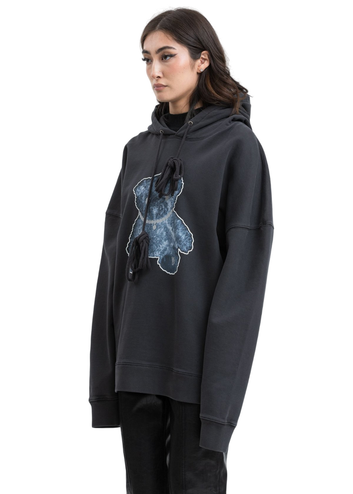 We11done Pearl Necklace Teddy Hoodie Charcoal | Hype Vault Kuala Lumpur