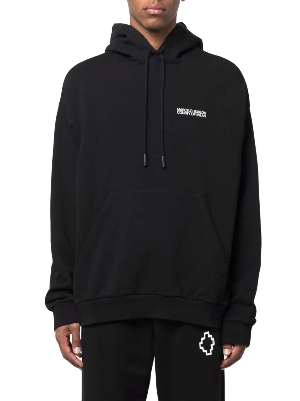 Marcelo Burlon Tempera Cross Over Hoodie Black White | Hype Vault Kuala Lumpur