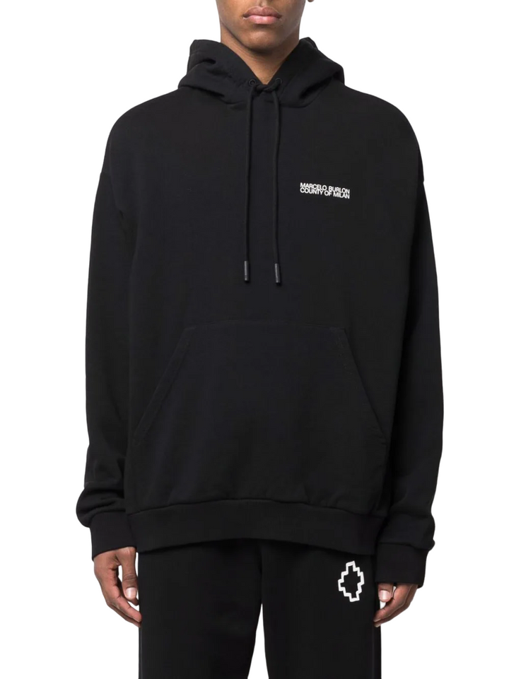 Marcelo Burlon Tempera Cross Over Hoodie Black White | Hype Vault Kuala Lumpur