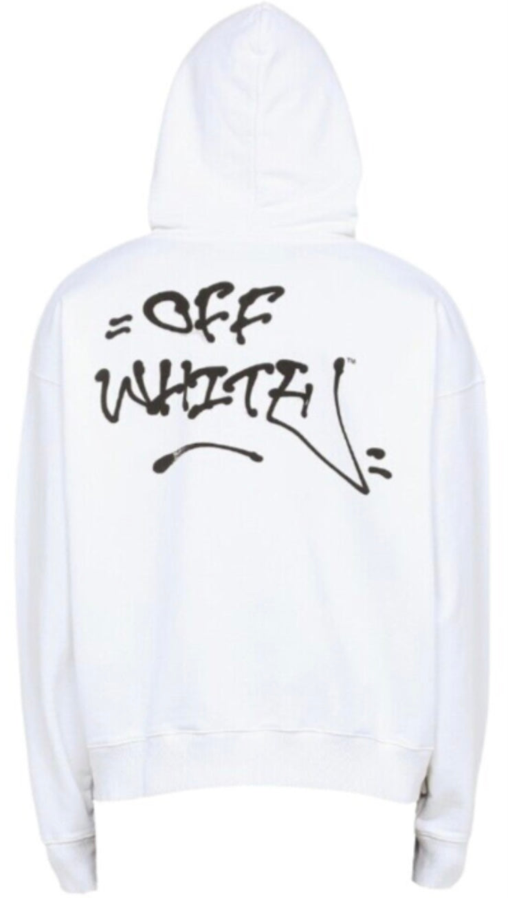 Off White Logo Print Drawstring Hoodie