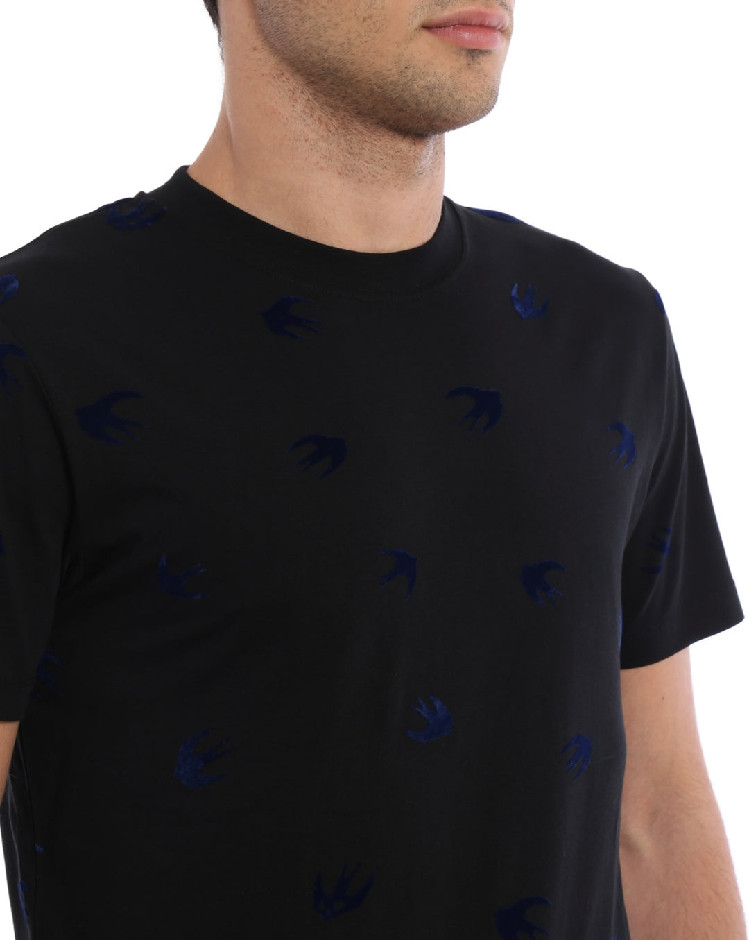 McQ Alexander McQueen Flocked Swallow Blue T-Shirt Black | Hype Vault Kuala Lumpur