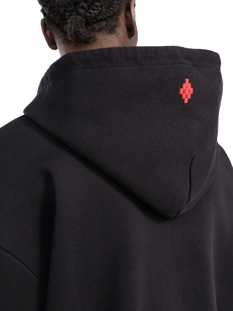 Marcelo Burlon Feathers Necklace Over Hoodie Black Red | Hype Vault Kuala Lumpur