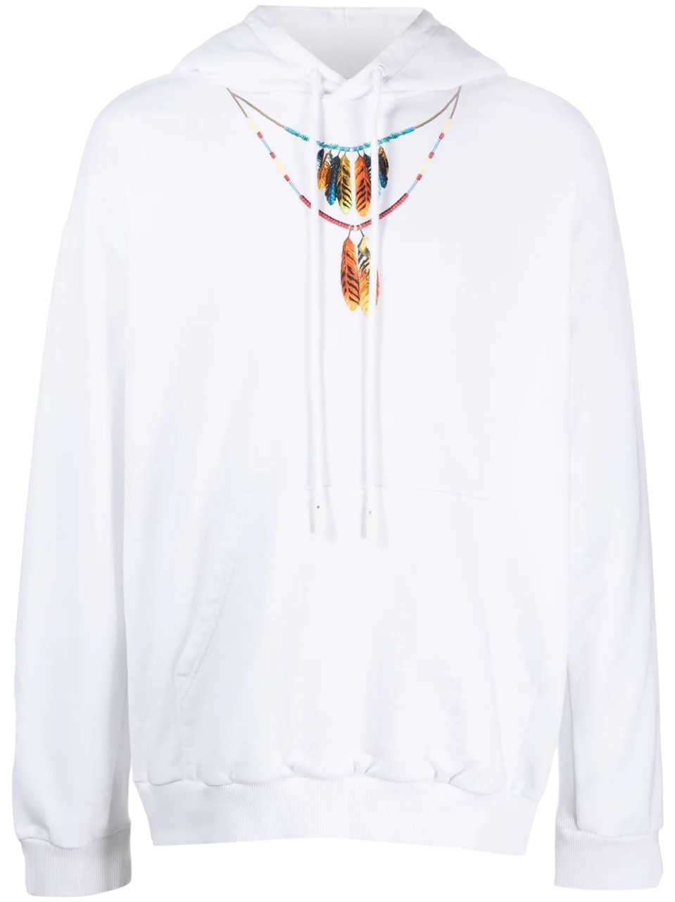 Marcelo Burlon Feathers Necklace Over Hoodie White Red | Hype Vault Kuala Lumpur