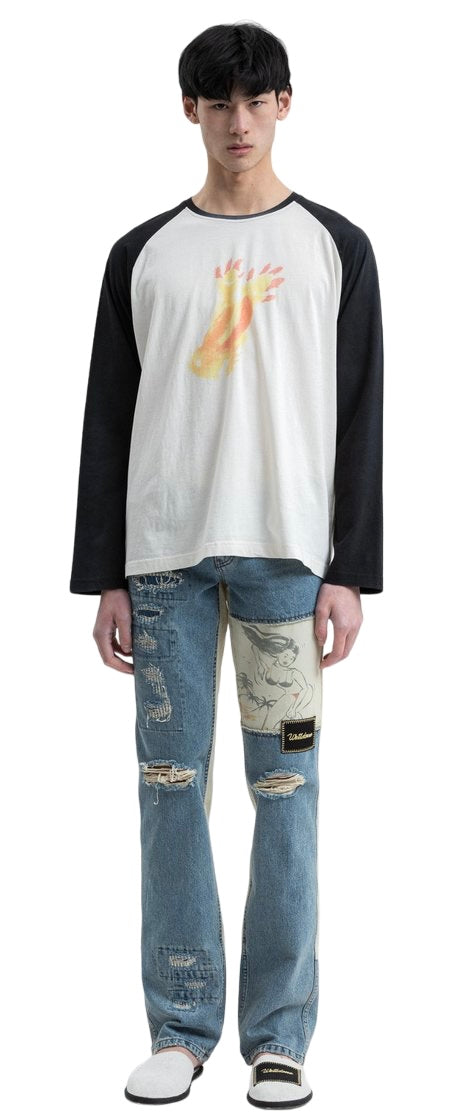 We11done Black Monster Long Sleeve Raglan T-Shirt | Hype Vault Kuala Lumpur
