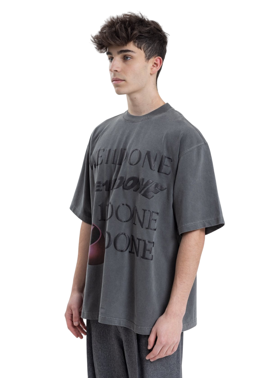 We11done Washed Logo T-Shirt Charcoal | Hype Vault Kuala Lumpur