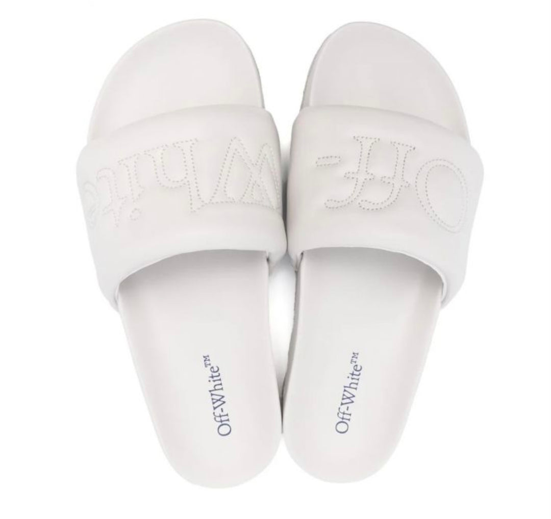 Off-White Bookish Leather Grey Slide | Hype Vault Kuala Lumpur