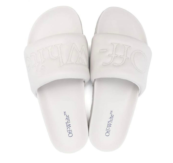 Off-White Bookish Leather Grey Slide | Hype Vault Kuala Lumpur