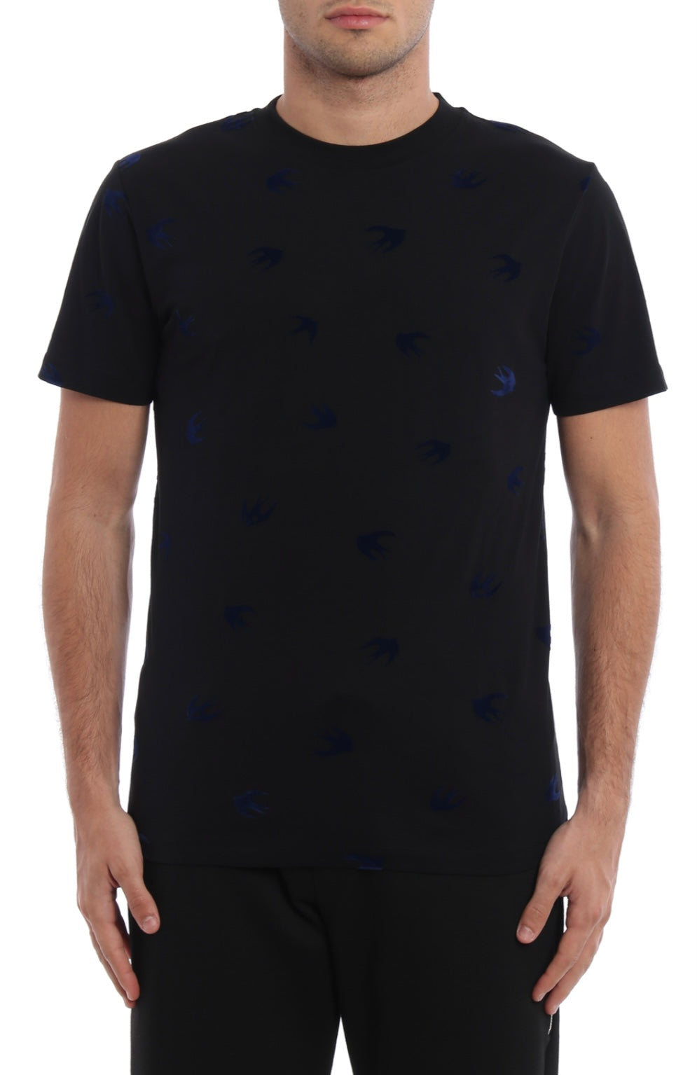 McQ Alexander McQueen Flocked Swallow Blue T-Shirt Black | Hype Vault Kuala Lumpur