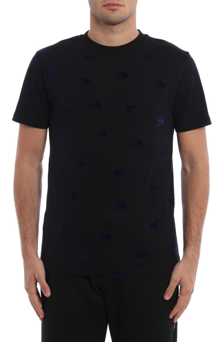 McQ Alexander McQueen Flocked Swallow Blue T-Shirt Black | Hype Vault Kuala Lumpur
