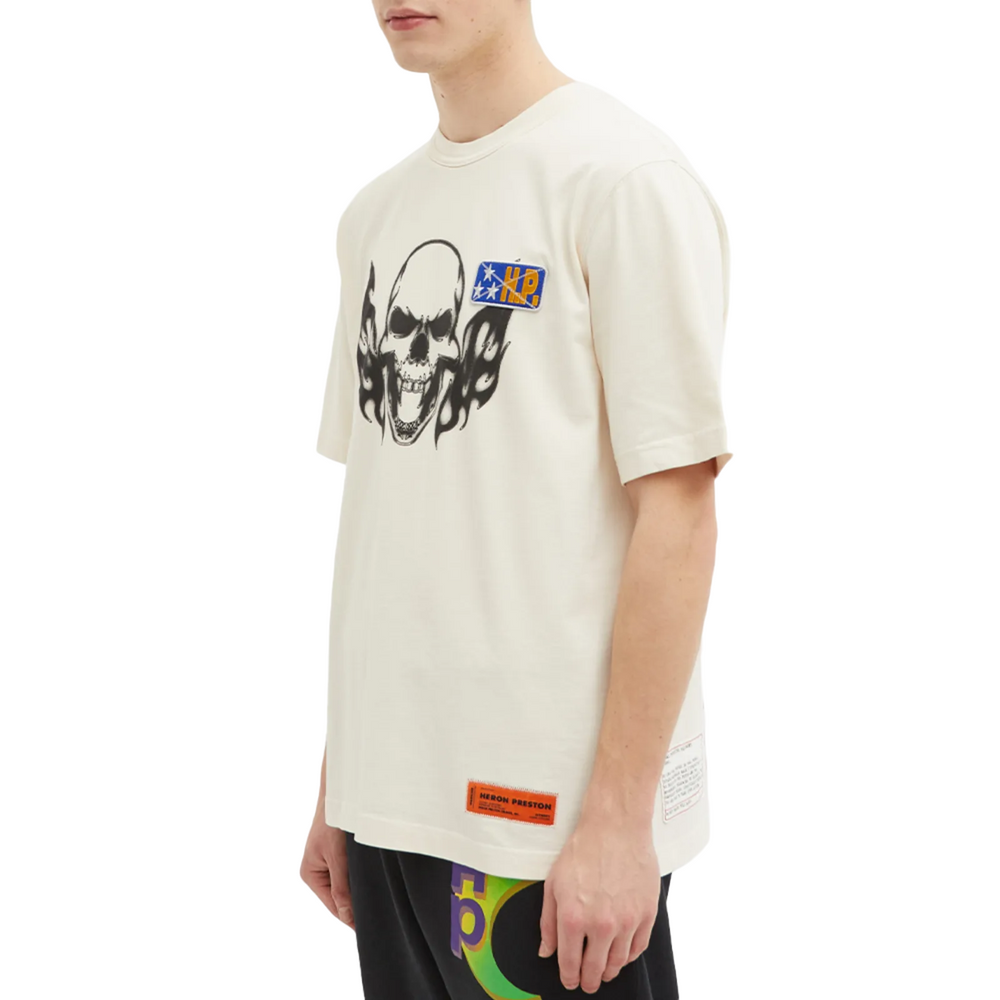 Heron Preston Flaming Skull T-Shirt Off White | Hype Vault Kuala Lumpur