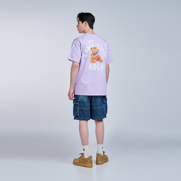 acmé de la vie (ADLV) Tiger Teddy Bear Doll Short-Sleeve T-Shirt Light Purple
