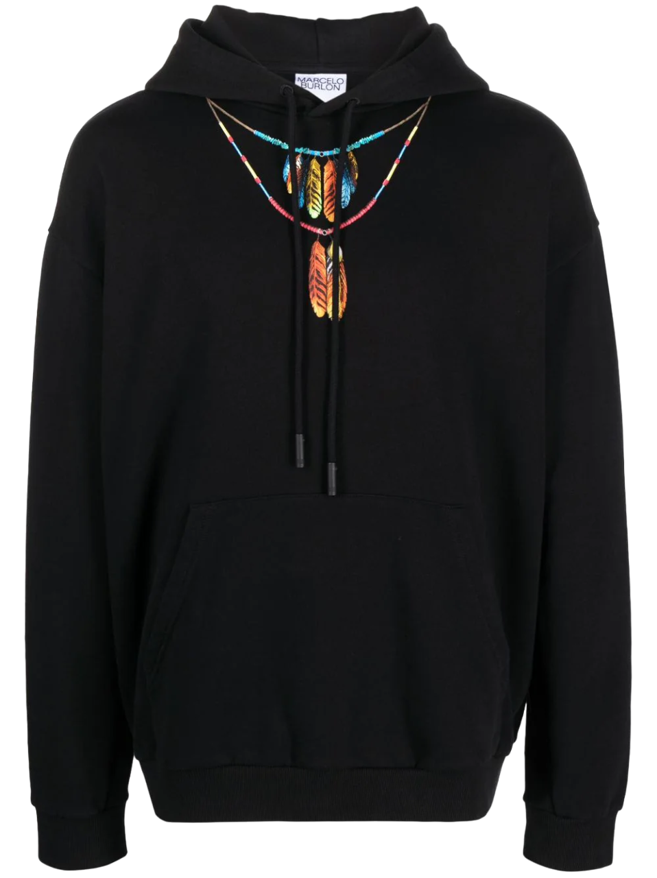 Marcelo Burlon Feathers Necklace Over Hoodie Black Red | Hype Vault Kuala Lumpur