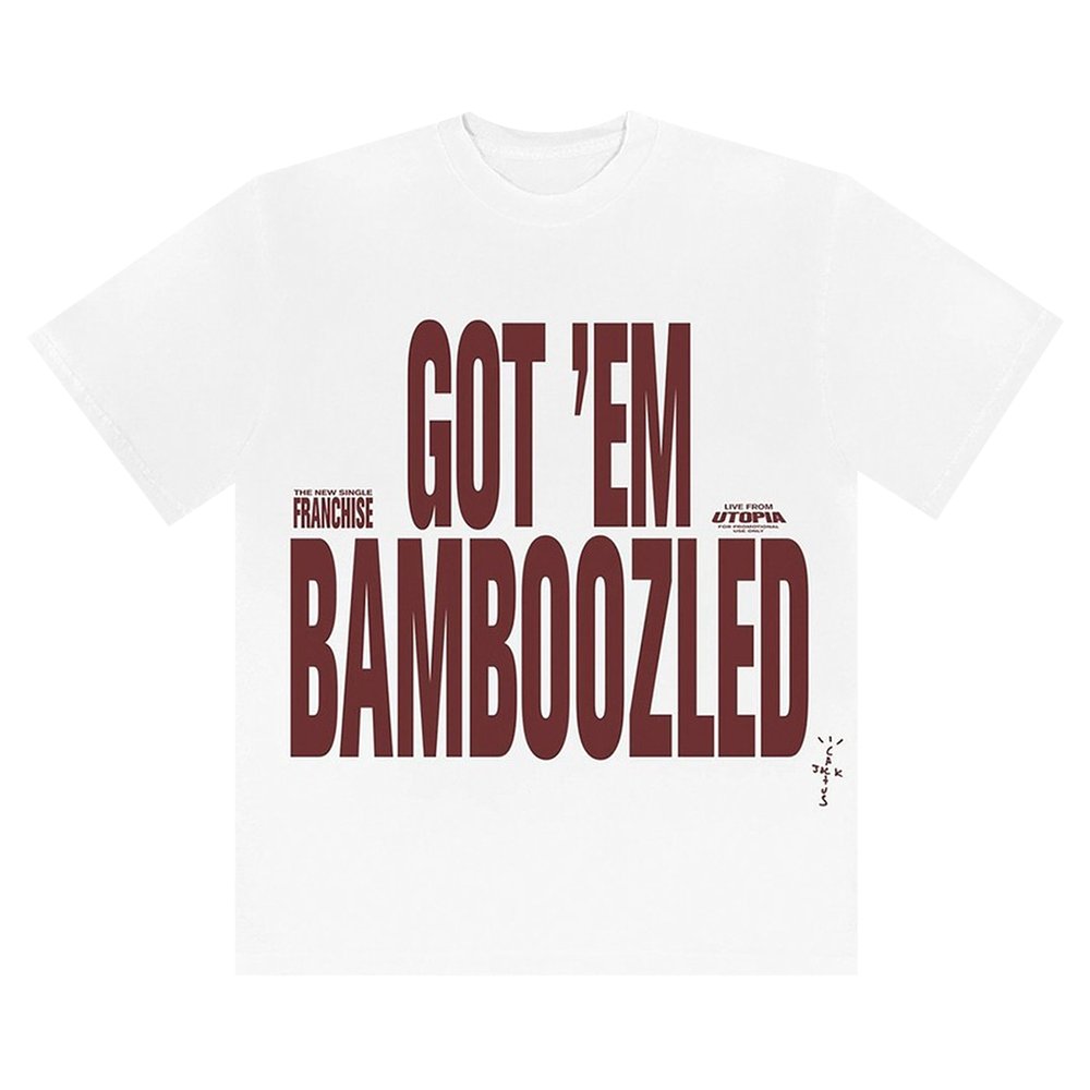 Cactus Jack Travis Scott Get Em Bamboozled Franchise SS Tee White | Hype Vault Kuala Lumpur | Asia's Top Trusted High-End Sneakers and Streetwear Store