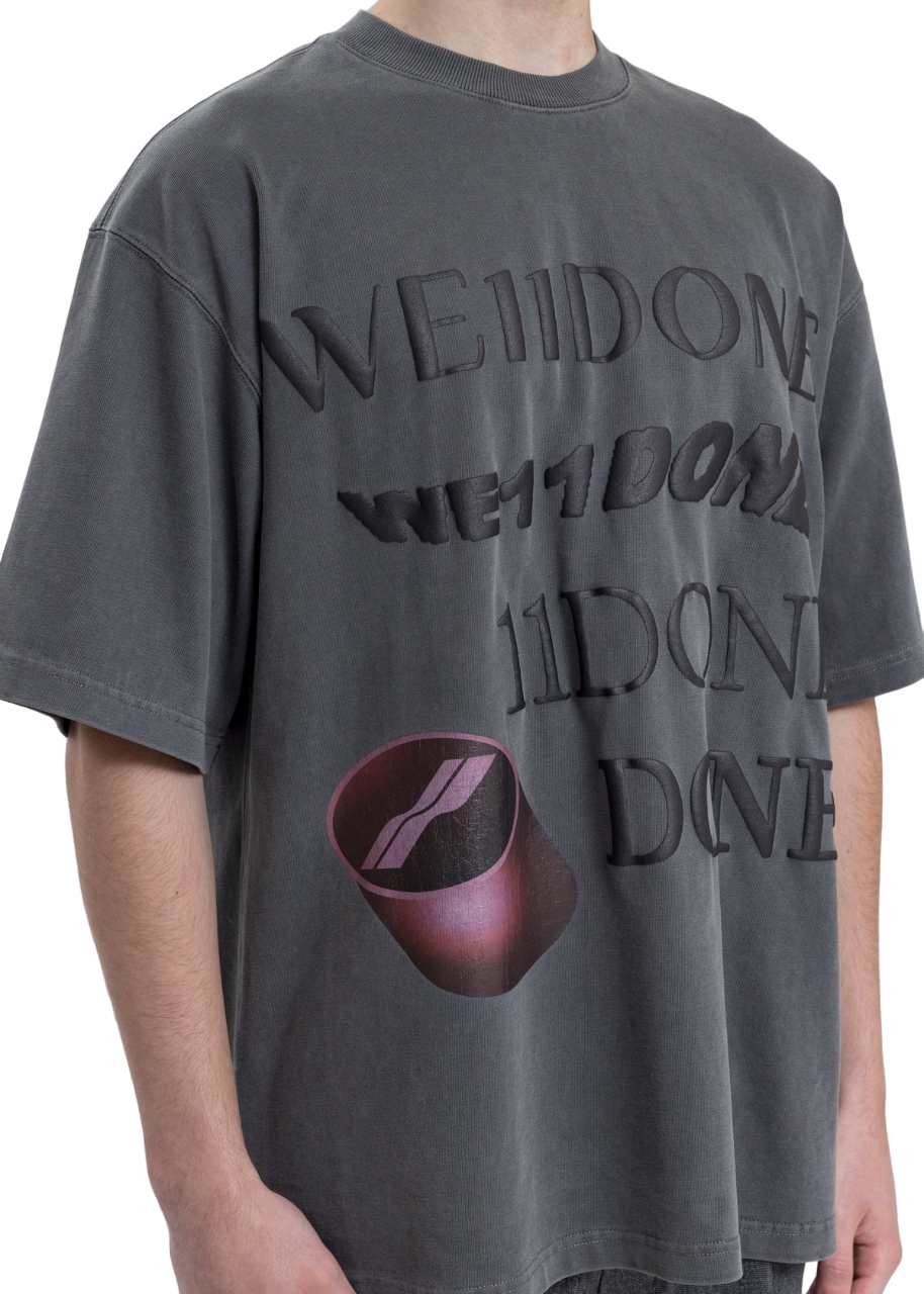 We11done Washed Logo T-Shirt Charcoal | Hype Vault Kuala Lumpur
