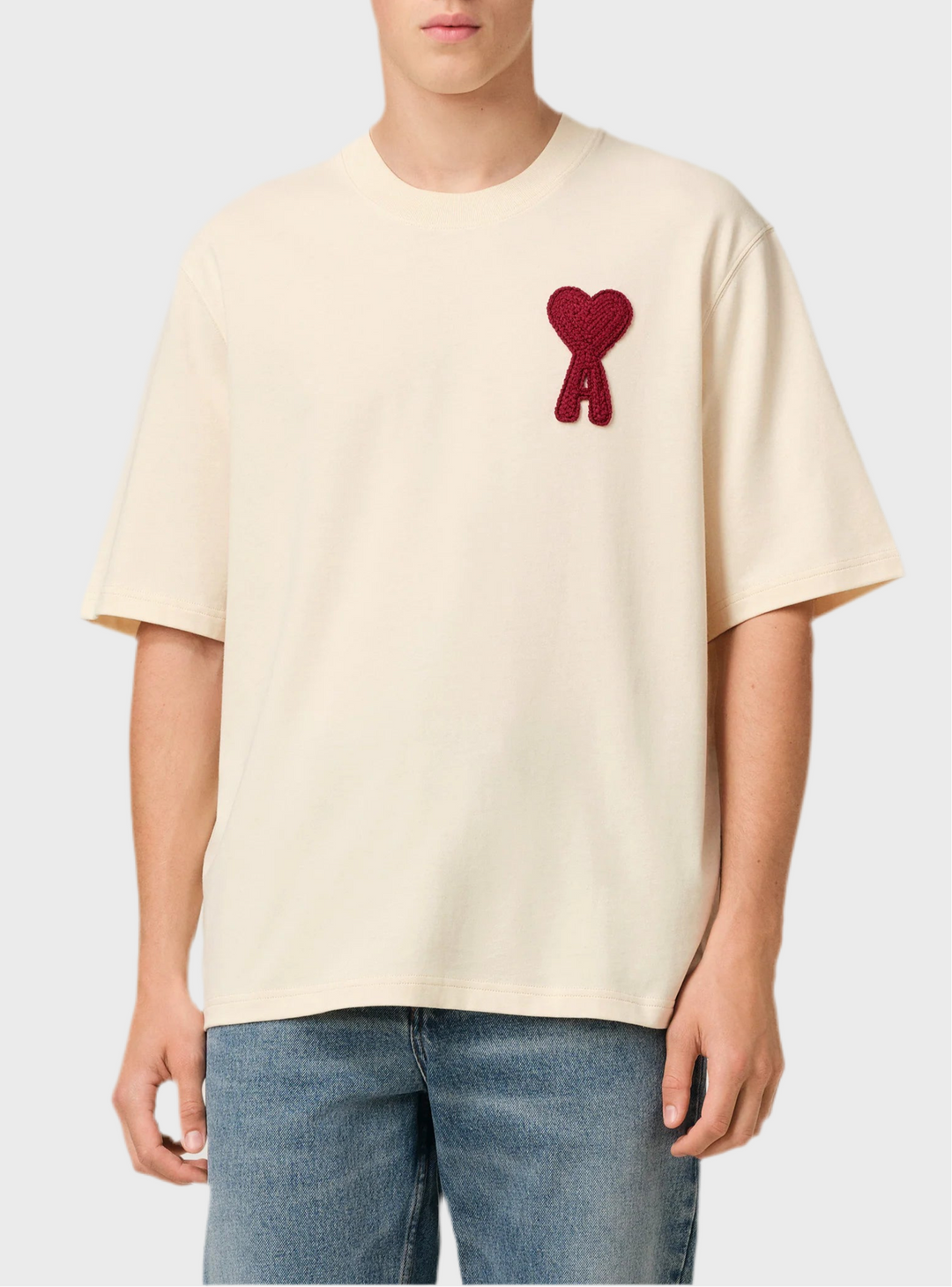 Ami De Coeur Patch T-Shirt Beige (Red Heart)