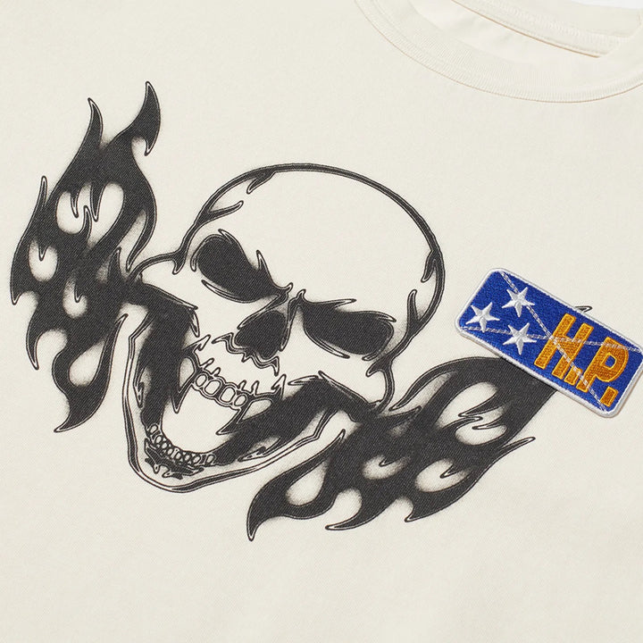 Heron Preston Flaming Skull T-Shirt Off White | Hype Vault Kuala Lumpur