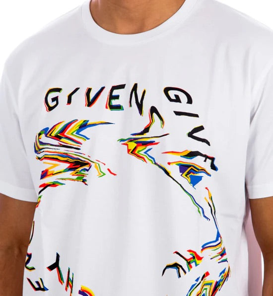 Givenchy Glitch Printed T-Shirt White Regular Fit | Hype Vault Kuala Lumpur
