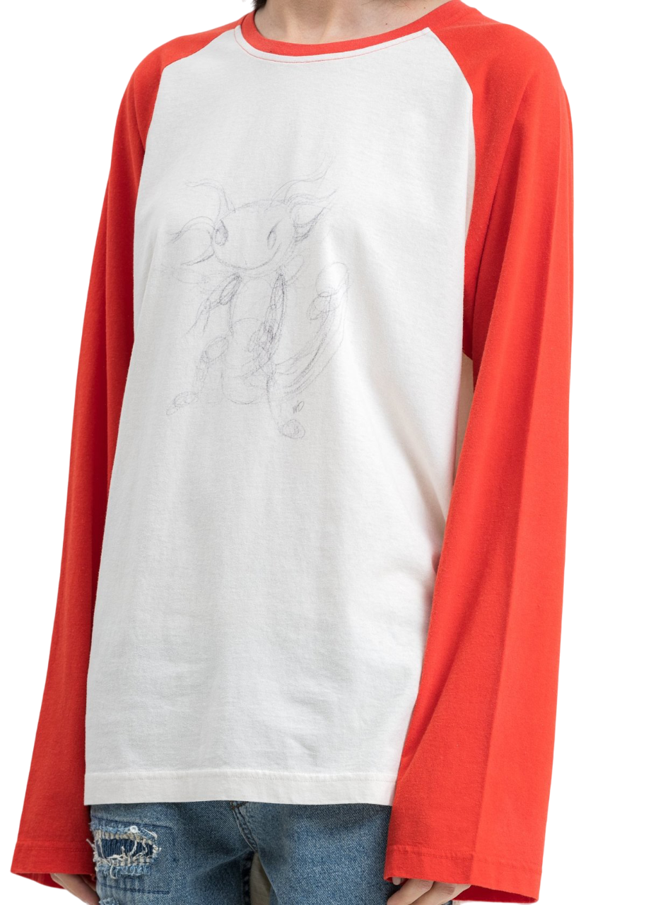 We11done Red Monster Long Sleeve Raglan T-Shirt | Hype Vault Kuala Lumpur