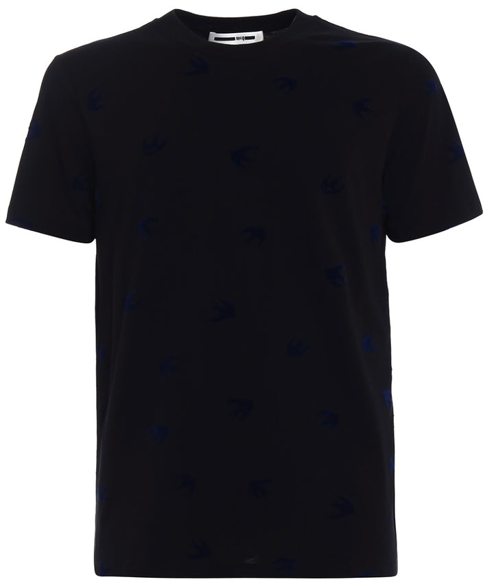 McQ Alexander McQueen Flocked Swallow Blue T-Shirt Black | Hype Vault Kuala Lumpur