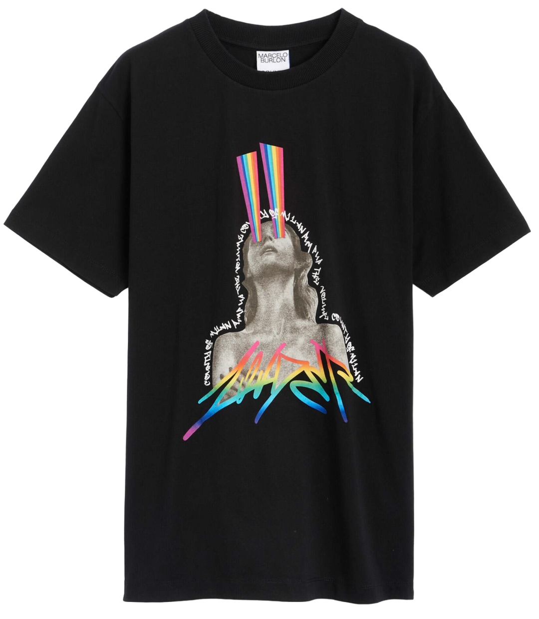 Marcelo Burlon Louder Regular T-Shirt Black Rainbow | Hype Vault Kuala Lumpur