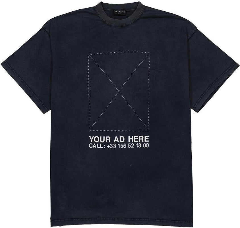 Balenciaga Black/White Oversized Logo Cotton T-Shirt | Hype Vault Kuala Lumpur