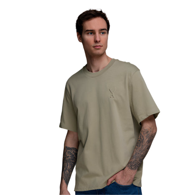 Ami Paris Logo Embossed T-Shirt ‘Khaki’