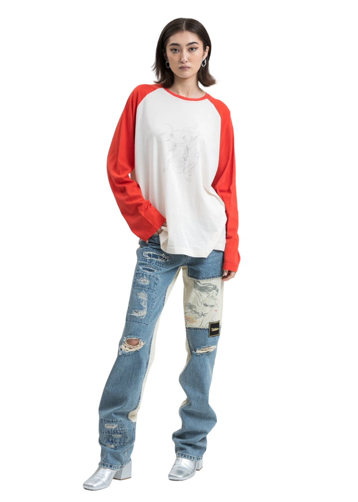 We11done Red Monster Long Sleeve Raglan T-Shirt | Hype Vault Kuala Lumpur