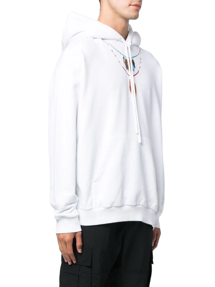 Marcelo Burlon Feathers Necklace Over Hoodie White Red | Hype Vault Kuala Lumpur