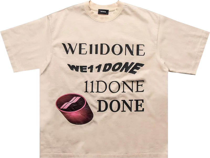 We11done Washed Logo T-Shirt Ivory | Hype Vault Kuala Lumpur