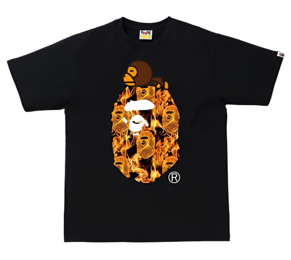 BAPE Flame Milo On Big Ape T-Shirt Black/Orange (SS20) | Hype Vault