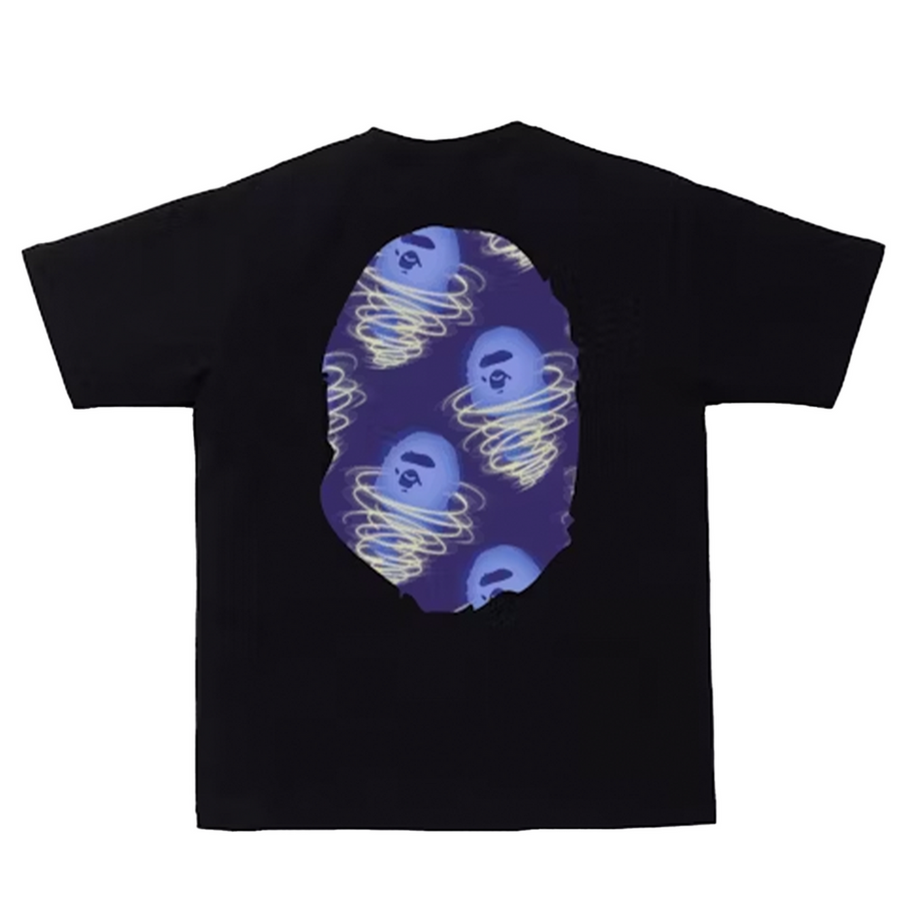 Bape Ape Face Blue Ghost Glow Tee Black | Hype Vault